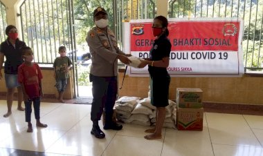 Polri-Peduli-Covid-19,-Kapolres-Sikka-Berikan-Bantuan-Sembako-Kepada-Panti-Asuhan-Maria-Visitasi-Nebe