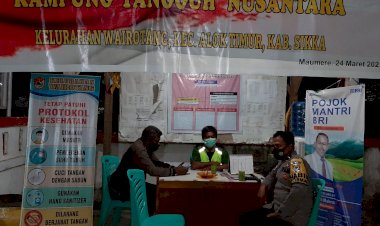 SAMBANGI-KAMPUNG-TANGGUH-WAIROTANG,--AIPDA-DJAFAR-INGATKAN-PETUGAS-TETAP-DISIPLIN-PROKES