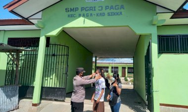 Operasi-Yustisi-/Penertiban-Penggunaan-Masker,-Anggota-Polsek-Paga-Terjun-Langsung-ke-Sekolah-Sekolah.