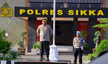 Kapolres-Sikka-Pimpin-Apel-Pagi-dan-Jam-Pimpinan,-Tekankan-Disiplin-dan-Kewaspadaan