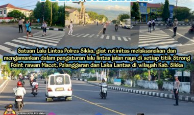 Personil-Sat-Lantas-Polres-Sikka-Laksanakan-Pengaturan-Lalu-Lintas-(Strong-Point-Pagi).