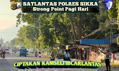 Personil-Sat-Lantas-Polres-Sikka-Laksanakan-Pengaturan-Lalu-Lintas-(Strong-Point-Pagi).