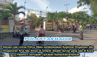 Kamseltibcarlantas-Terjaga,-Polres-Sikka-Amankan-Ibadah-Misa-Minggu-di-Maumere