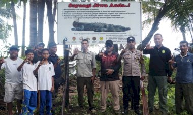 Teror-Buaya-di-Talibura:-Polres-Sikka-dan-KSDA-Pasang-Pembatasan-Aktivitas-Warga