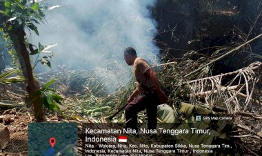 Bahaya-Mengintai-Permukiman,-Sinergi-Polsek-Nita-Polres-Sikka-dan-Warga-Kendalikan-Kebakaran-Lahan