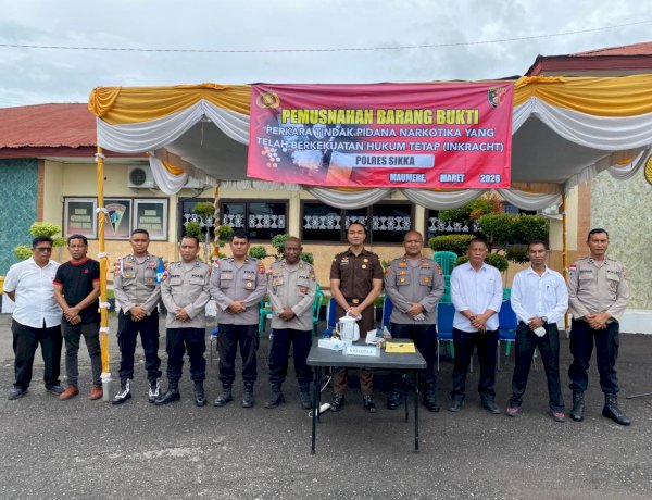 Perangi Narkoba hingga Akar, Polres Sikka Polda NTT Musnahkan Barang Bukti Sabu Berkekuatan Hukum Tetap
