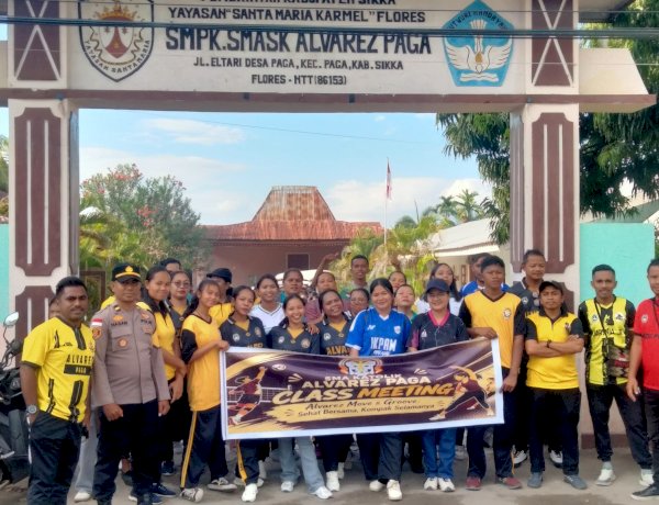 “Polsek Paga Polres Sikka Kawal Ketat Class Meeting SMAK Alvarez, Drum Band Meriahkan Jalur Trans Maumere–Ende”