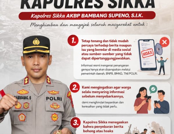 Kapolres Sikka Imbau Warga Tak Terprovokasi Hoaks Gempa, Utamakan Informasi Resmi dan Solidaritas