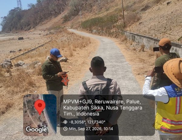 “Polres Sikka Kawal Ketat Pengukuran Jalan Palue, Pastikan Kegiatan Tim PUPR-BPJN NTT Berjalan Aman dan Kondusif”