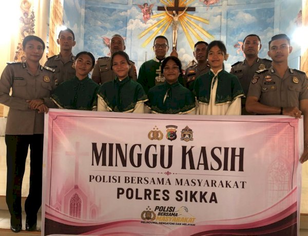 Polres Sikka Hadir di Tengah Umat, Minggu Kasih Jadi Jembatan Komunikasi dan Penguatan Kamtibmas