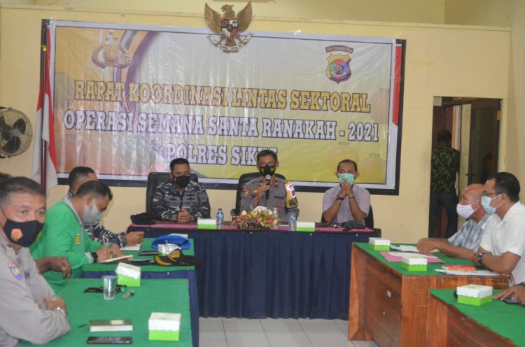 Rakor Ops Semana Santa 2021, Wakapolres Sikka Ajak Semua Unsur Terkait Untuk Saling Bekerjasama Dalam Pengamanan Perayaan Paskah Tahun 2021 Di Tengah Pandemi Covid-19