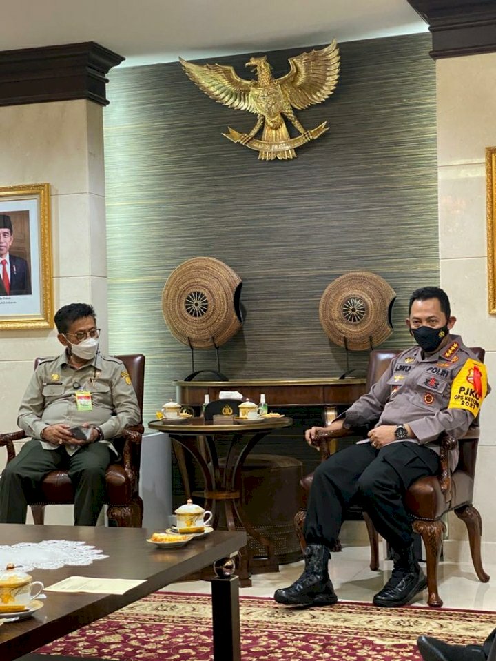 Kapolri Bersama Mentan Bahas Swasembada Beras Hingga Pendistribusian Pupuk Subsidi