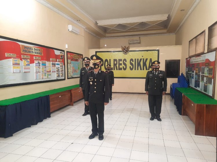 Peringati Hari Lahir Pancasila, Polres Sikka mengikuti Upacara secara Virtual