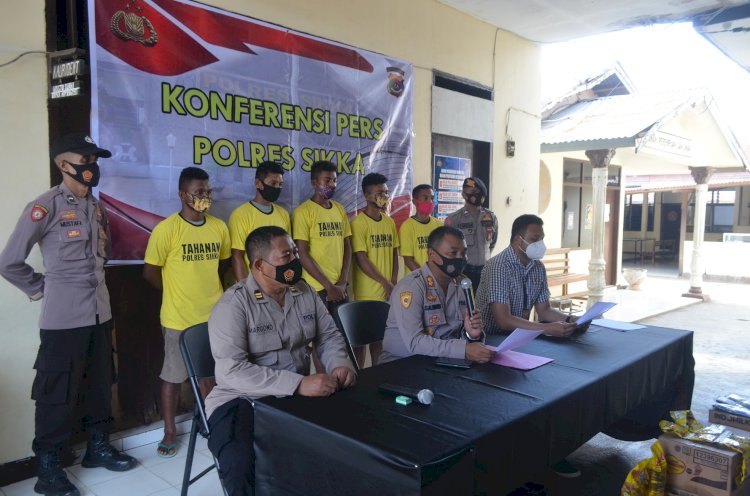 Polres Sikka Gelar Press Release Ungkap Kasus Pencurian Di Gudang Sembako