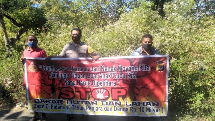 Bhabinkamtibmas Polsek Kewapante Sosialisasi Himbauan Pencegahan Karhutla Kepada Masyarakat