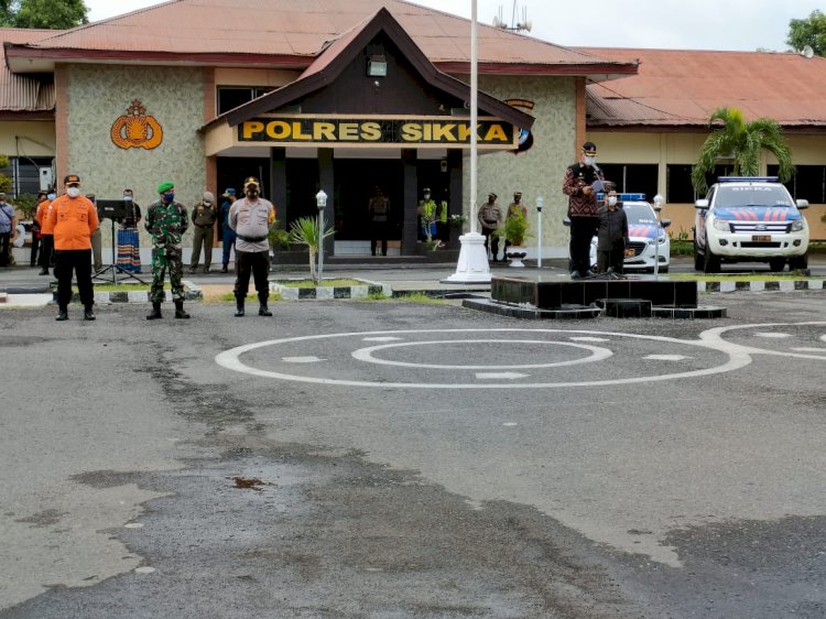 Menyongsong Nataru, Polres Sikka Laksanakan Apel Gelar Pasukan Operasi Lilin Ranakah 2021