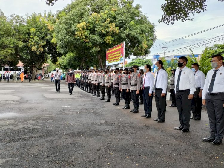 Menyongsong Nataru, Polres Sikka Laksanakan Apel Gelar Pasukan Operasi Lilin Ranakah 2021