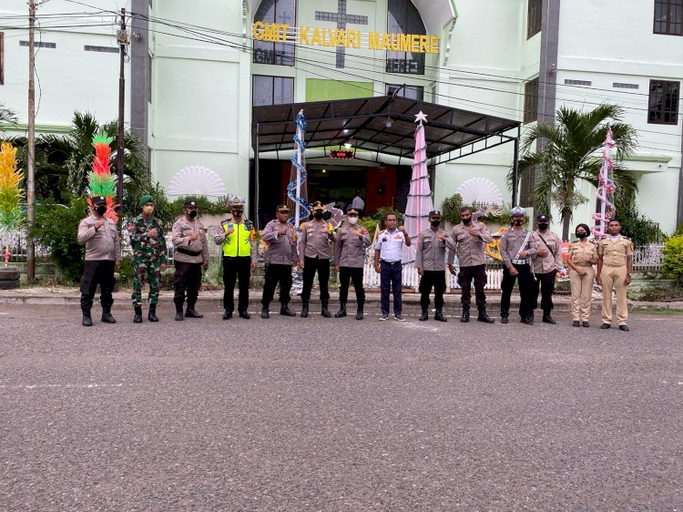 Amankan Ibadah Malam Natal, Ratusan Personil Polres Sikka Diterjunkan