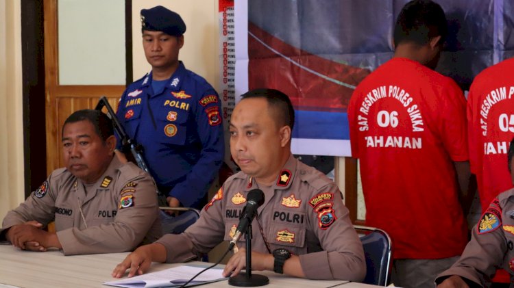 Sat Polairud Ungkap Penangkapan Ikan Dengan Menggunakam Bahan Kimia, Polres Sikka Gelar Konferensi Pers.-