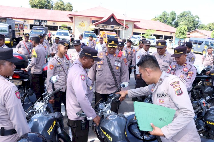 Kesiapan Menghadapi Pemilu 2024, Kapolres Cek Kendaraan Dinas dan Senpi Personil Polres Sikka