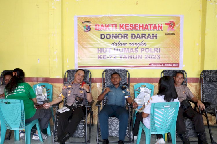 Sambut HUT Humas Polri ke-72, Polres Sikka Laksanakan Bakti Kesehatan Donor Darah