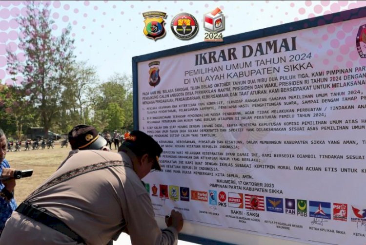 16 Parpol Peserta Pemilu 2024 di Kabupaten Sikka tanda tangani Deklarasi Pemilu Damai