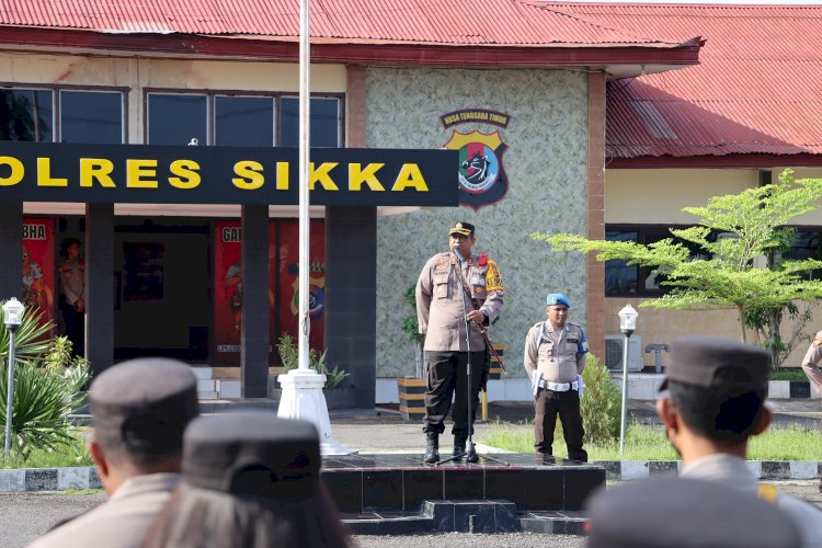 Apel Jam Pimpinan, Kapolres Sikka : Pemilu Tinggal 85 Hari Lagi, Laksanakan Pengamanan Sesuai SOP