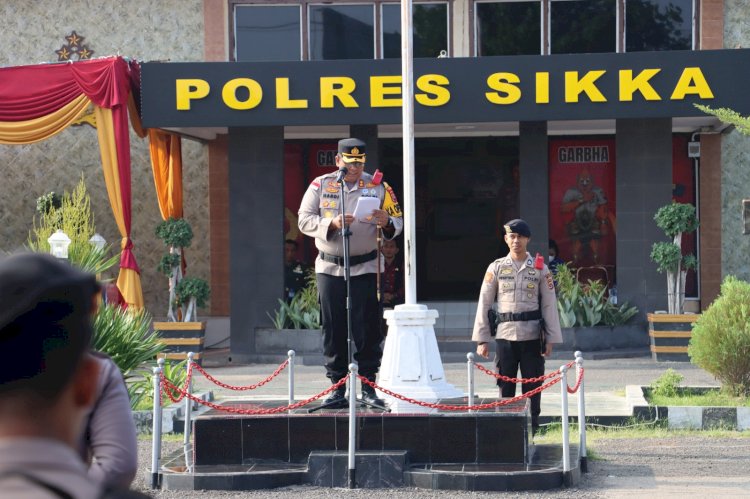 POLRES SIKKA LAKSANAKAN APEL GELAR PASUKAN SIAGA BENCANA DI WILAYAH KABUPATEN SIKKA