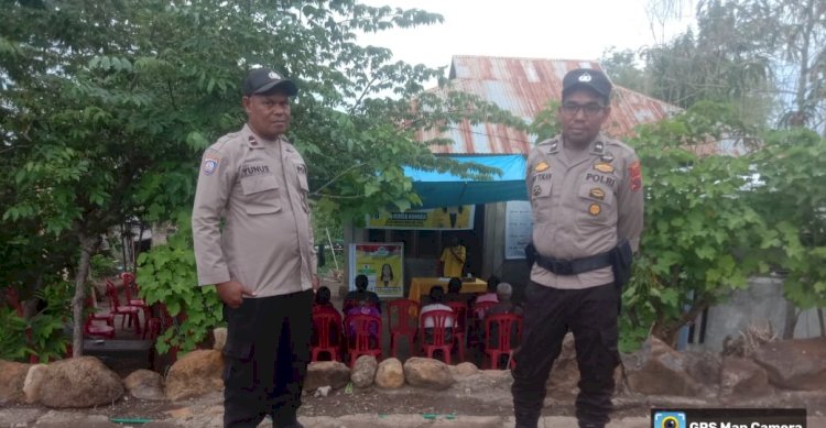 Personil Polsek Alok Amankan Lokasi Kampanye Di Wilayah Hukum Polsek Alok Polres Sikka.