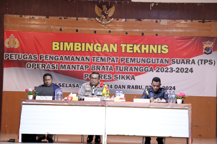 Polres Sikka Gelar Bimbingan Teknis Bagi Personel Pengamanan TPS Pemilu 2024