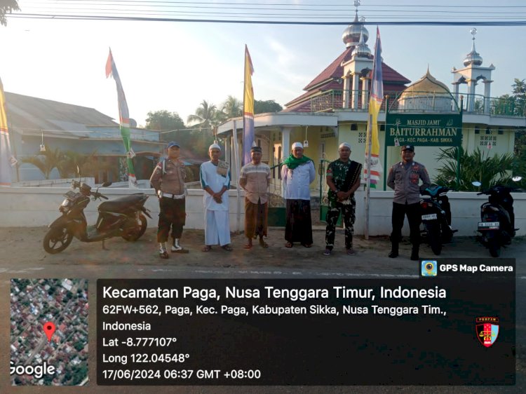 Kapolsek Paga IPTU DONATUS PARU Beserta Anggota Melaksanakan Pengamanan Sholat Ied Idul Adha 1444 H