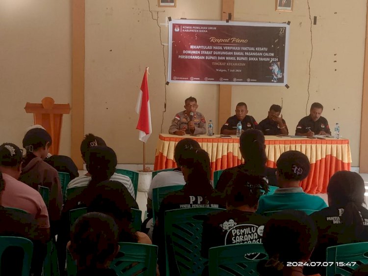 Kapolsek Waigete Menghadiri Giat Verifikasi Faktual Kesatu Dokumen Dukungan Bakal Pasangan Calon Bupati dan Wakil Bupati Sikka Tahun 2024