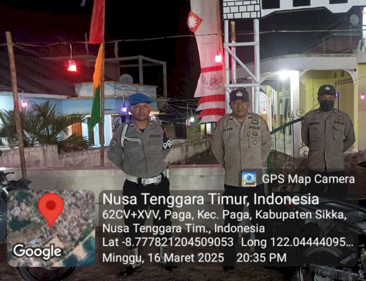 Polsek Paga Laksanakan Pengamanan Shalat Tarawih dan Witir di Dua Masjid, Ibadah Berjalan Aman dan Lancar