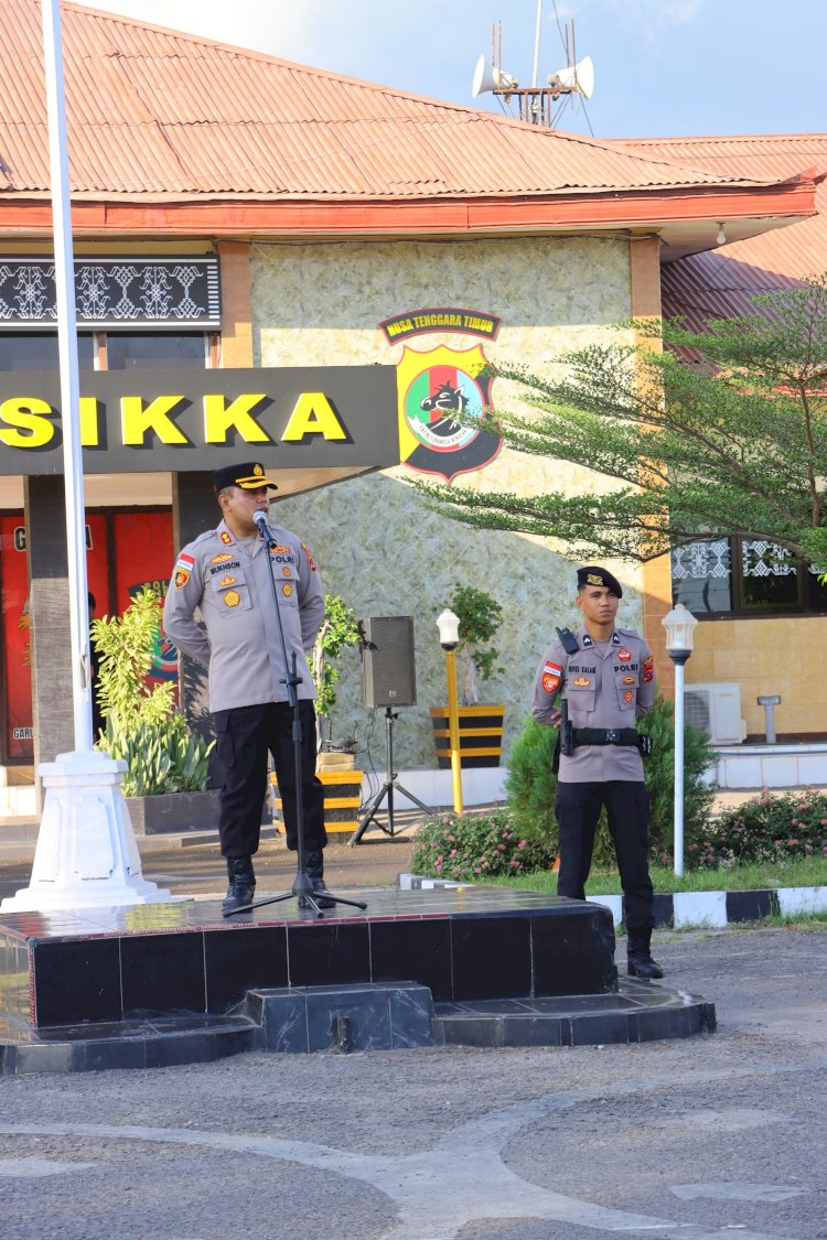Apel Pagi Polres Sikka: Bangun Disiplin, Tanamkan Nilai Kebaikan, dan Perkuat Kebersamaan
