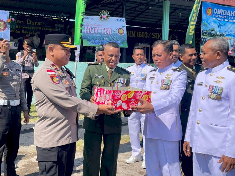 Soliditas Tanpa Batas, Polres Sikka Polda NTT Meriahkan HUT TNI ke-80 di Makodim 1603 Sikka