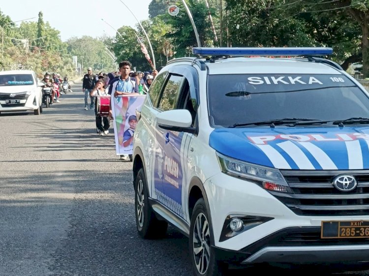 Satlantas Polres Sikka Polda NTT Kawal dan Amankan Jalur Jalan Sehat HAB Kemenag ke-80