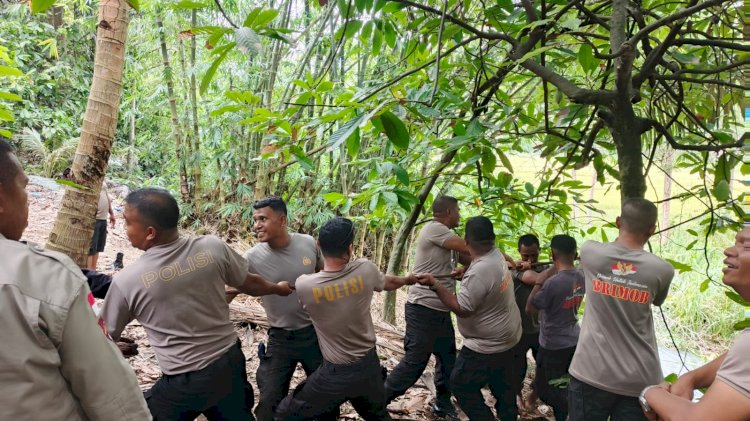 “Kokohkan Akses Warga, Brimob Polda NTT Perbaiki Jembatan Penghubung Desa”