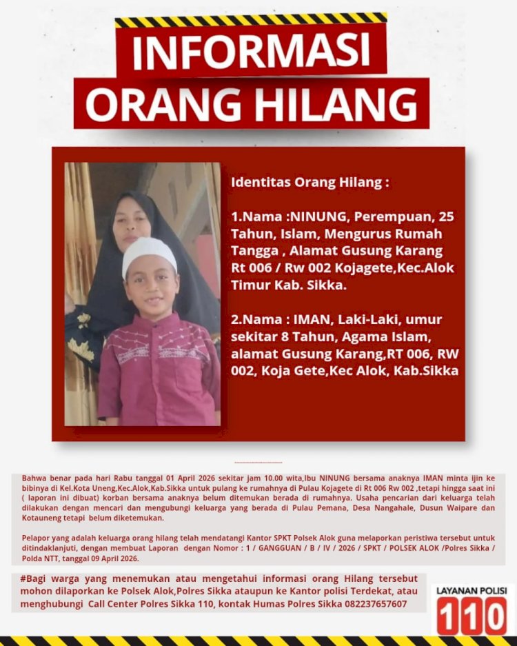 Laporan Orang Hilang Masuk ke Polsek Alok Polres Sikka, Upaya Pencarian Terus Dilakukan