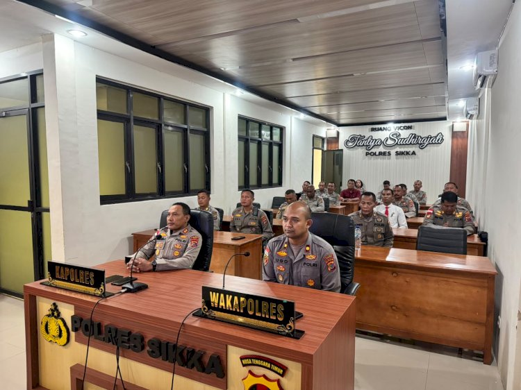 “Perkuat Profesionalisme dan Pelayanan Publik, Polres Sikka Ikuti Sosialisasi Kebaruan UU Polri Secara Virtual”