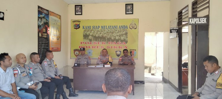 Kapolsek Paga Tekankan Penguatan Kualitas Kinerja dan Optimalisasi Pelayanan Publik dalam Anev Rutin