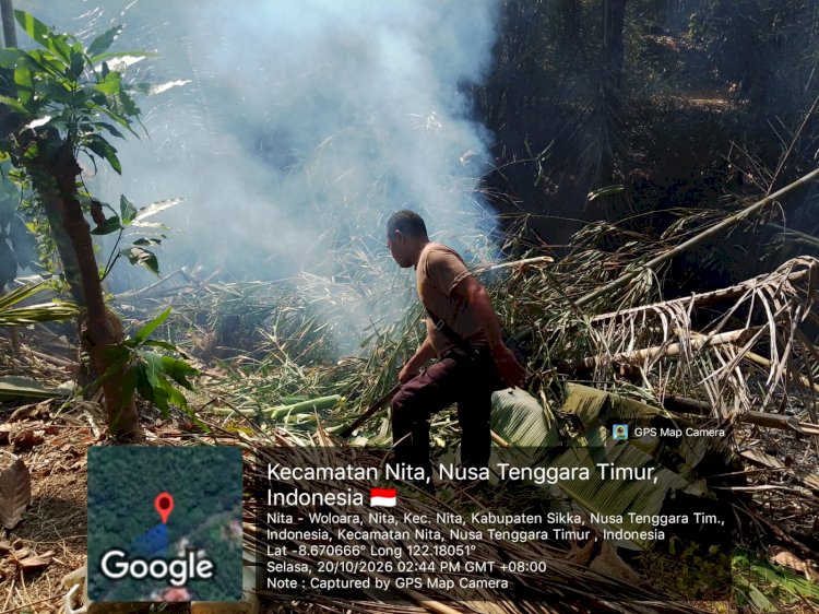 Bahaya Mengintai Permukiman, Sinergi Polsek Nita Polres Sikka dan Warga Kendalikan Kebakaran Lahan