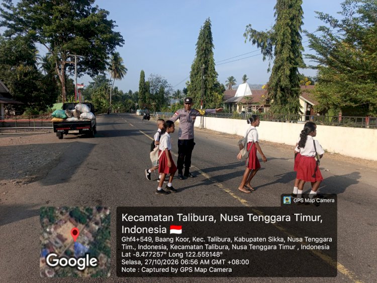 Strong Point Pagi Polres Sikka: Hadir di Jalan, Keselamatan Warga dan Pelajar Jadi Prioritas
